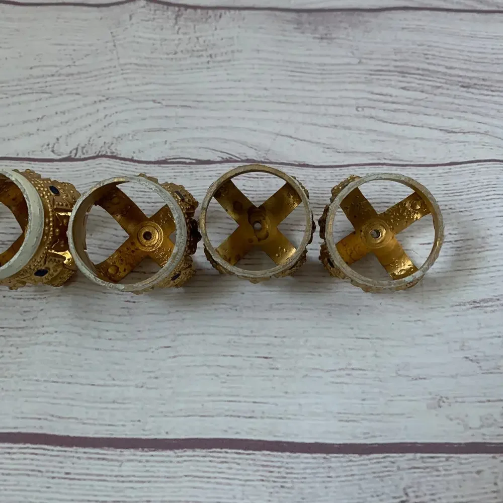 Vintage Wilton Gold King Crown Cake Toppers Set of 6 Cupcake Candle Holders